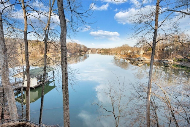 property view of water featuring a dock