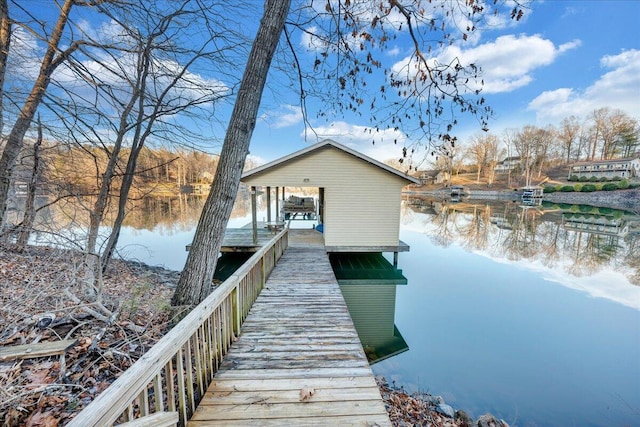 dock area featuring a water view