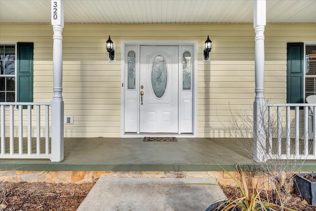 property entrance with a porch