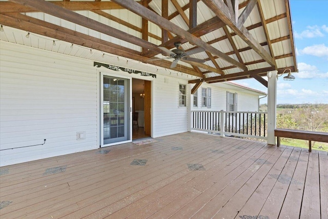 deck featuring a ceiling fan