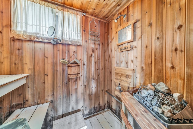 view of sauna featuring wood-type flooring