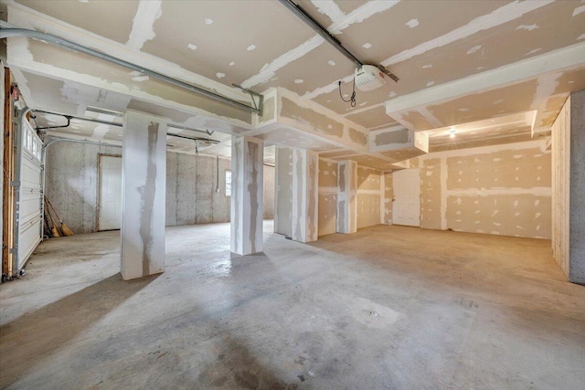 basement with a garage
