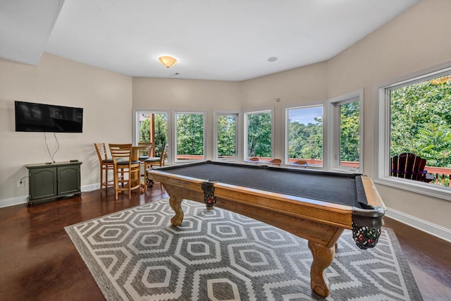 game room with pool table and baseboards