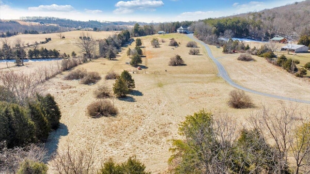 aerial view with a rural view