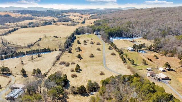 bird's eye view with a mountain view