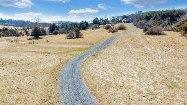 bird's eye view with a rural view