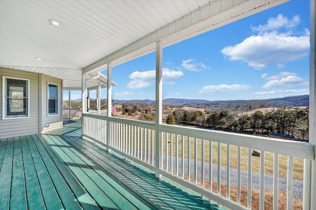 deck with a mountain view