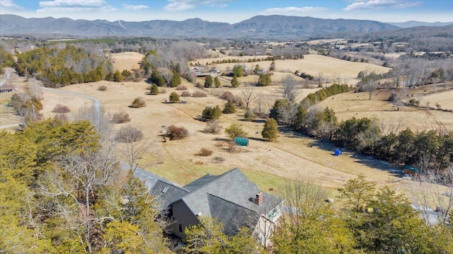 aerial view with a rural view and a mountain view