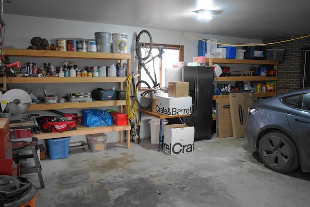 interior space featuring black fridge