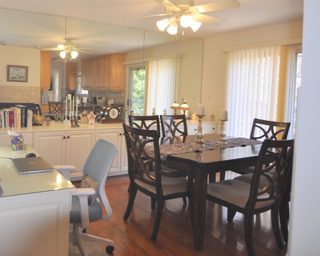 3370 Kelly Lane Ext, Roanoke, VA 24018 - dining area featuring a ceiling fan and dark wood-style floors