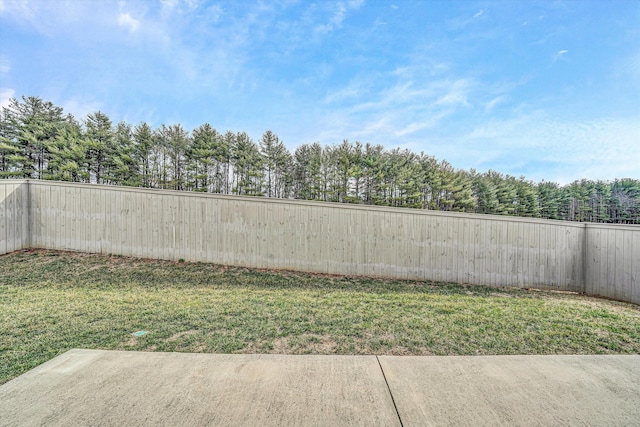 view of yard featuring a fenced backyard