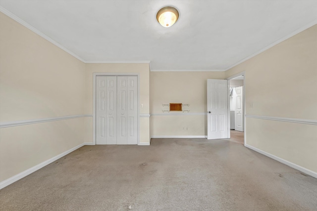 5653 Orchard Valley Cir, Roanoke, VA 24018 - unfurnished bedroom featuring baseboards, crown molding, a closet, and carpet floors
