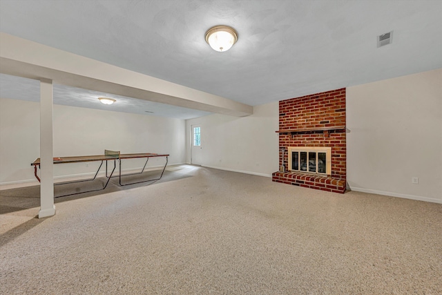 5653 Orchard Valley Cir, Roanoke, VA 24018 - basement with baseboards, a fireplace, and carpet