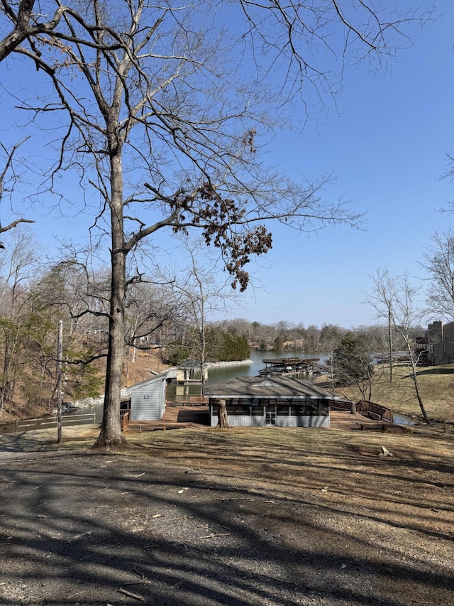 dock area featuring a water view