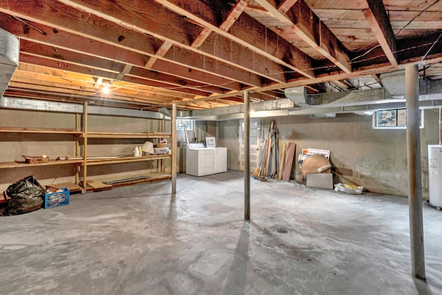 basement featuring washing machine and dryer