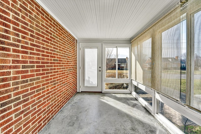 view of unfurnished sunroom