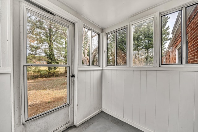 view of unfurnished sunroom