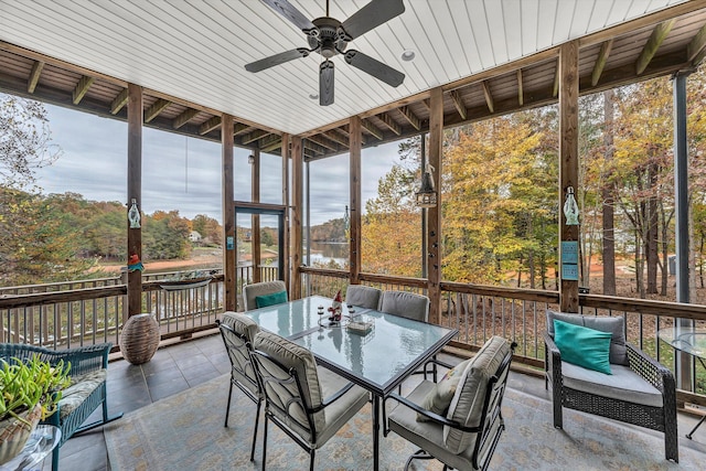 368 Penninsula Pt, Lynch Station, VA 24571 - sunroom / solarium featuring a ceiling fan, plenty of natural light, and outdoor dining area