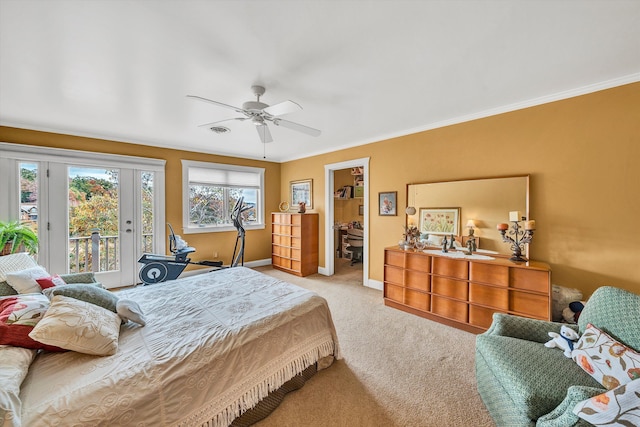 368 Penninsula Pt, Lynch Station, VA 24571 - carpeted bedroom with access to outside, crown molding, a ceiling fan, and a spacious closet
