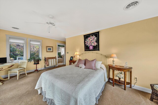 368 Penninsula Pt, Lynch Station, VA 24571 - bedroom featuring carpet floors, crown molding, and ceiling fan