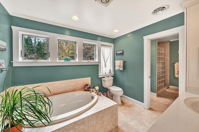 368 Penninsula Pt, Lynch Station, VA 24571 - full bathroom featuring a garden tub, tile patterned floors, ornamental molding, and recessed lighting