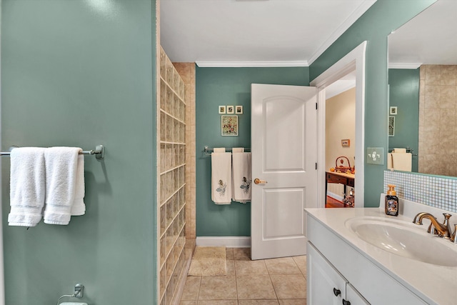 368 Penninsula Pt, Lynch Station, VA 24571 - full bathroom featuring vanity, crown molding, a walk in shower, and tile patterned floors