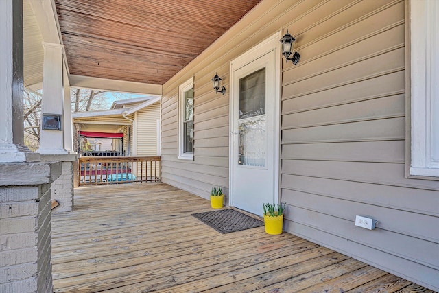 deck featuring covered porch