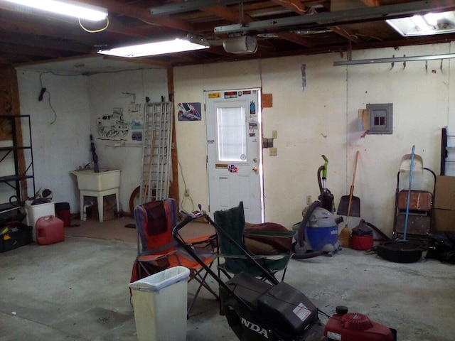 garage with electric panel