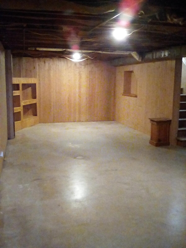 view of unfinished basement