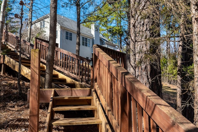 deck featuring stairway