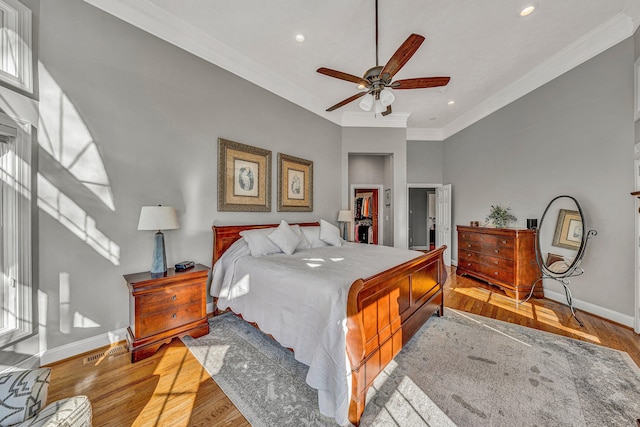 20 Waverly Ct, Moneta, VA 24121 - bedroom with ceiling fan, baseboards, ornamental molding, recessed lighting, and wood finished floors