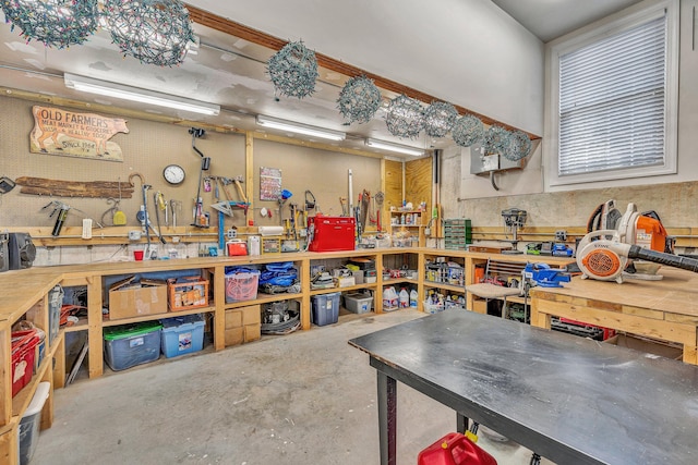 20 Waverly Ct, Moneta, VA 24121 - interior space with unfinished concrete floors and a workshop area