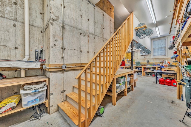 20 Waverly Ct, Moneta, VA 24121 - below grade area featuring stairway and a workshop area