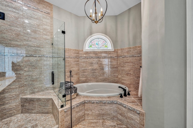 20 Waverly Ct, Moneta, VA 24121 - full bath with a chandelier, a bath, and a shower stall
