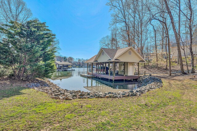 20 Waverly Ct, Moneta, VA 24121 - view of dock featuring a lawn and a water view