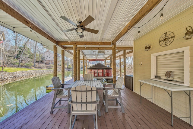 20 Waverly Ct, Moneta, VA 24121 - wooden terrace featuring a water view and ceiling fan