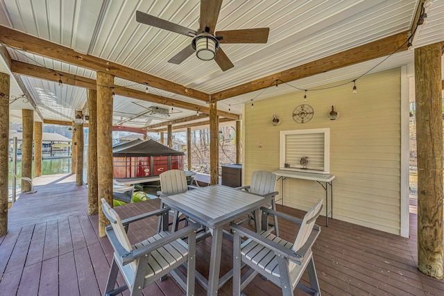 20 Waverly Ct, Moneta, VA 24121 - deck with a ceiling fan and a boat dock
