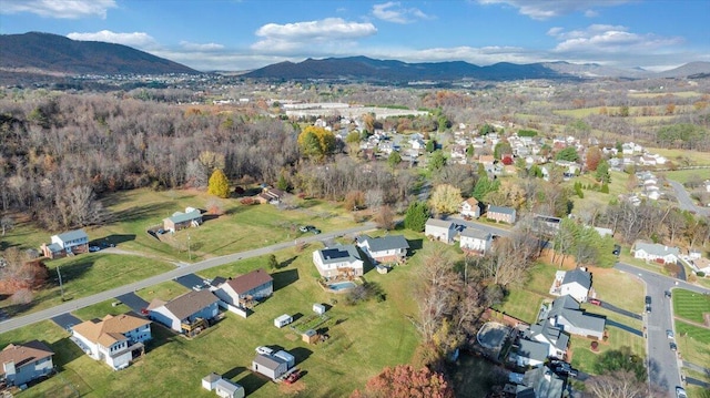 aerial view featuring a residential view and a mountain view