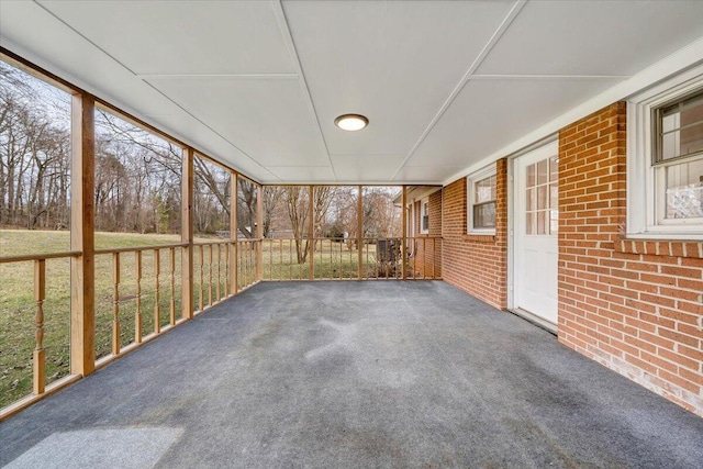 view of unfurnished sunroom