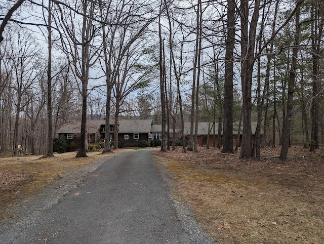 view of front facade with gravel driveway