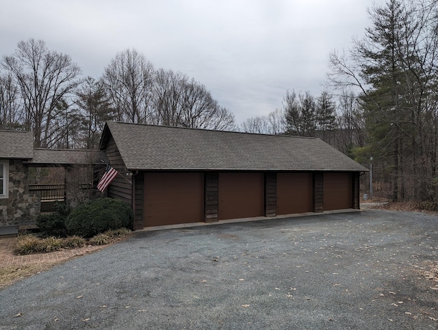 view of detached garage