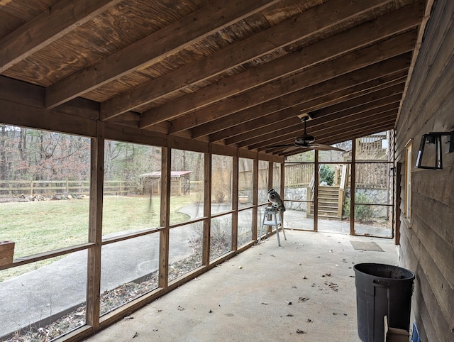 view of unfurnished sunroom