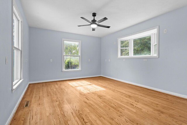 47 Westover Rd, Rocky Mount, VA 24151 - spare room with light wood-style floors, visible vents, baseboards, and a ceiling fan