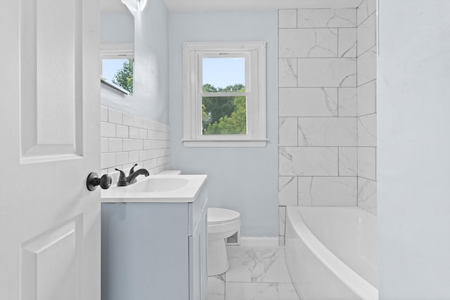 47 Westover Rd, Rocky Mount, VA 24151 - full bathroom with marble finish floor, vanity, toilet, and baseboards