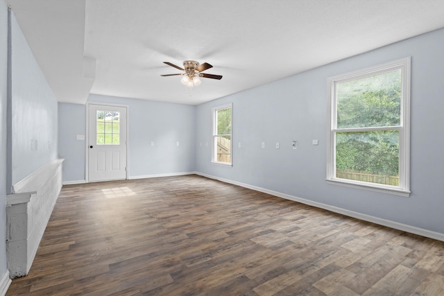 47 Westover Rd, Rocky Mount, VA 24151 - unfurnished room with a ceiling fan, dark wood finished floors, and baseboards