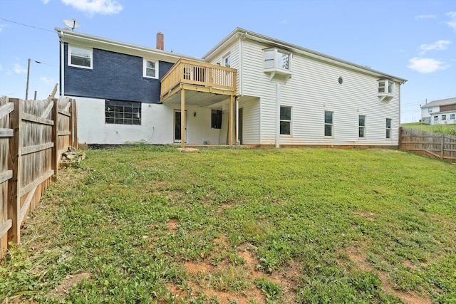 47 Westover Rd, Rocky Mount, VA 24151 - back of house featuring a fenced backyard, a chimney, and a lawn