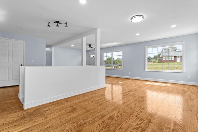 47 Westover Rd, Rocky Mount, VA 24151 - spare room featuring light wood-type flooring, baseboards, a ceiling fan, and recessed lighting