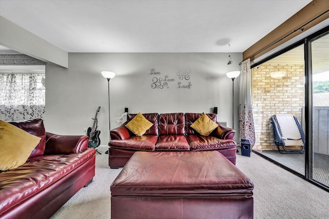 view of carpeted living area