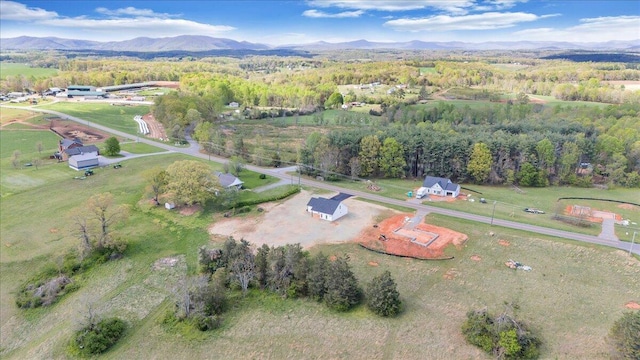birds eye view of property featuring a mountain view