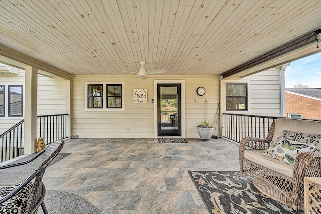 view of patio / terrace featuring a ceiling fan